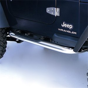 Jeep Wrangler TJ Side Steps - Rugged Ridge - 3-Inch Round Stainless - `97-`06
